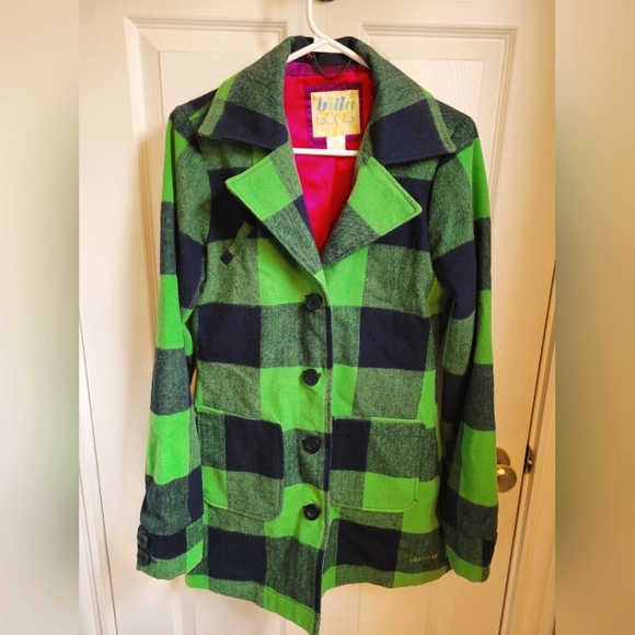 Plaid Wool Coat - Picture 1 of 7